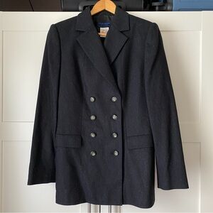 Les Copains Charcoal Double-Breasted Blazer with Notched Lapels